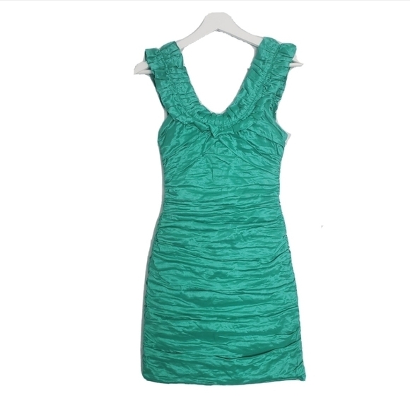 NEW BCBGMaxAzria Emerald Green Ruched Dress - Picture 2 of 5